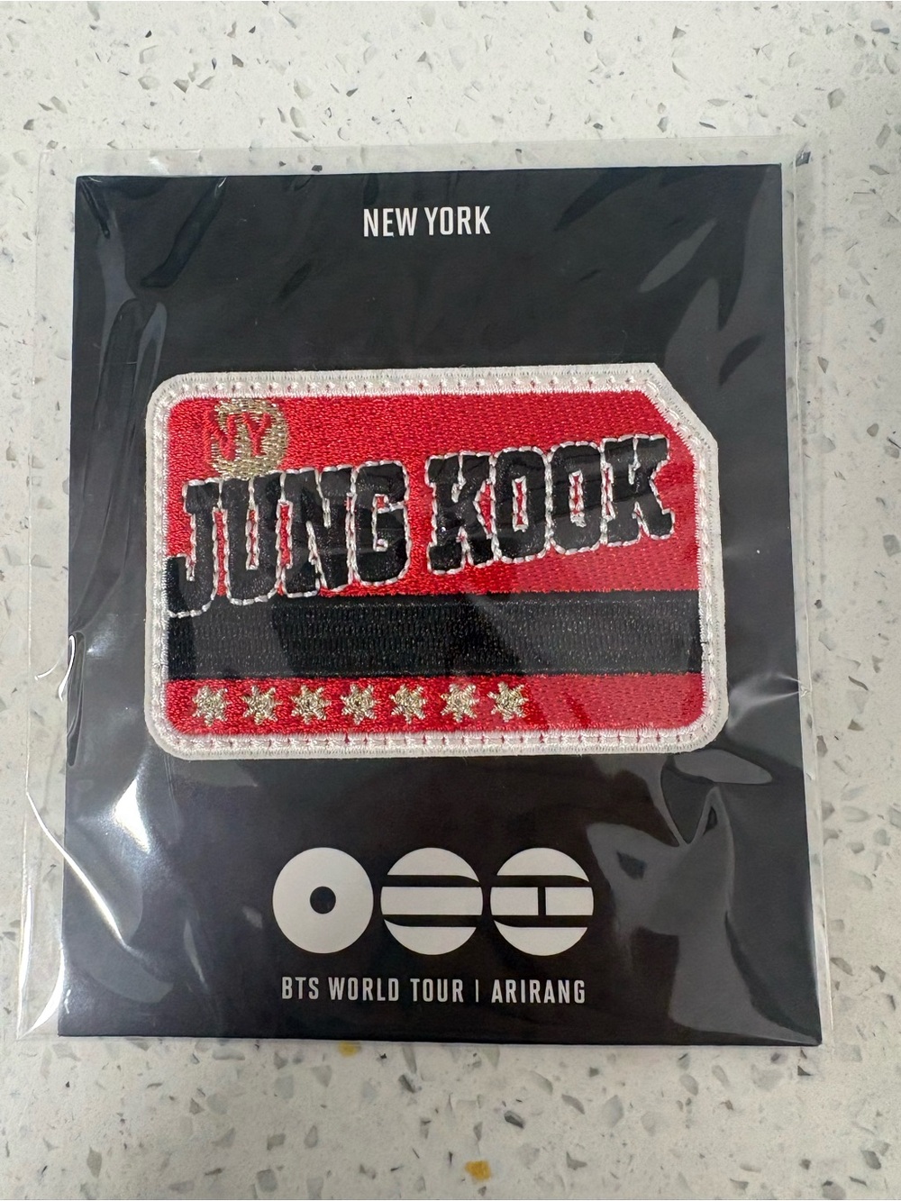 Exclusive BTS Arirang New York Pop Up Embroidered Patch Clip Pin - Jungkook